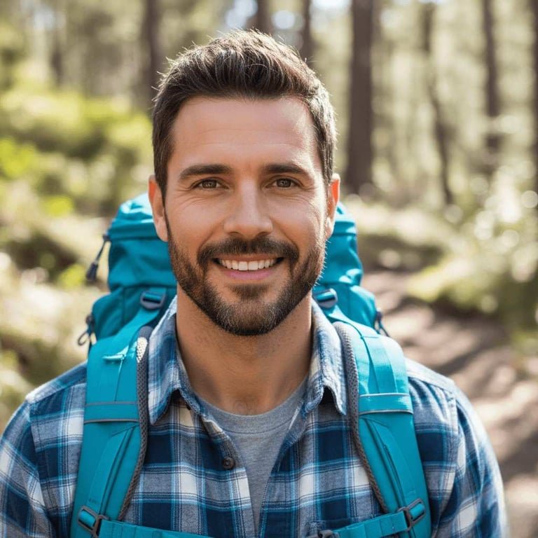 Homem sorrindo em ambiente externo